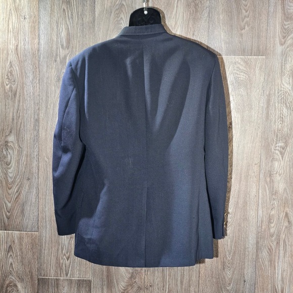 Wimbledon by Racquet Club Navy Blue Blazer Brass Buttons Size 42R Classic Coat - Picture 9 of 14